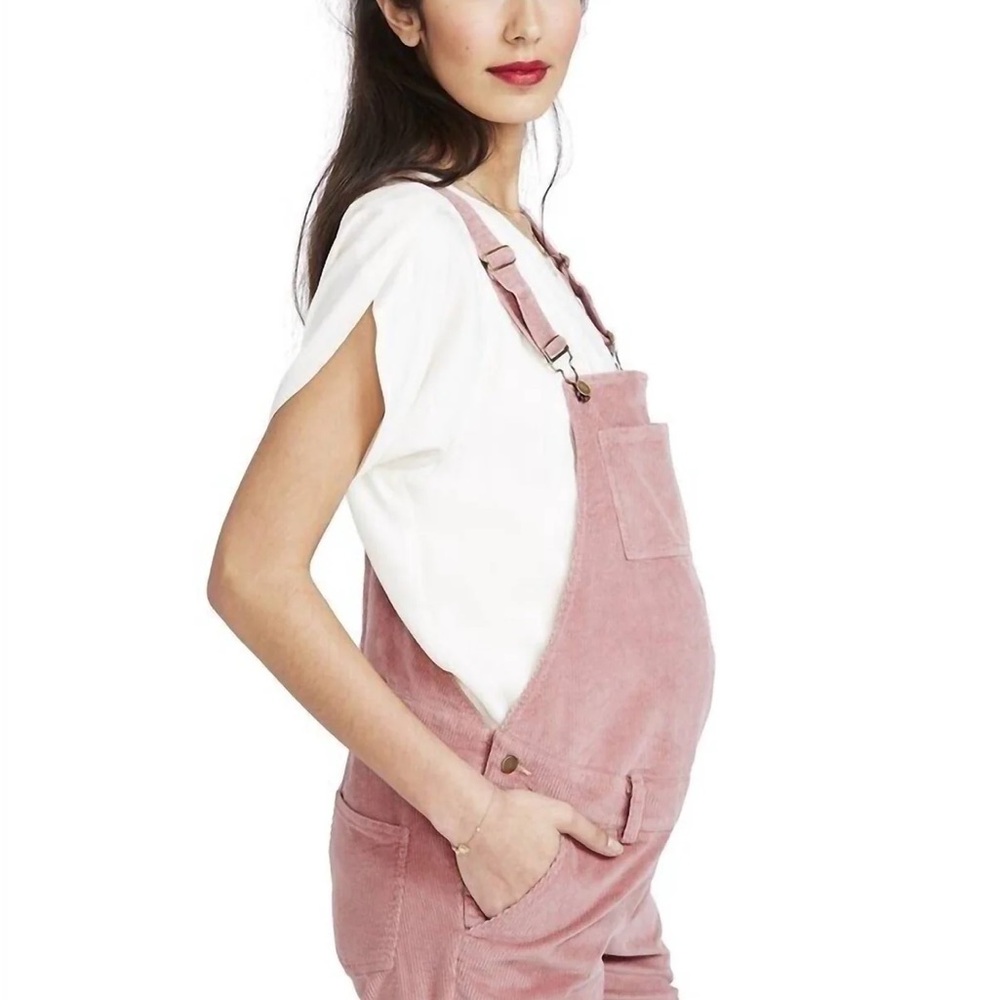 Hatch Pink Corduroy Maternity Overalls